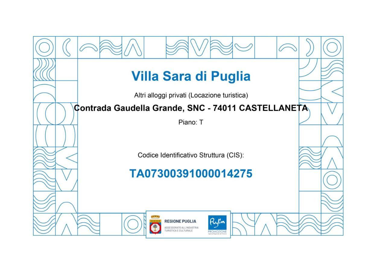 Villa Sara Di Puglia Castellaneta Exterior foto